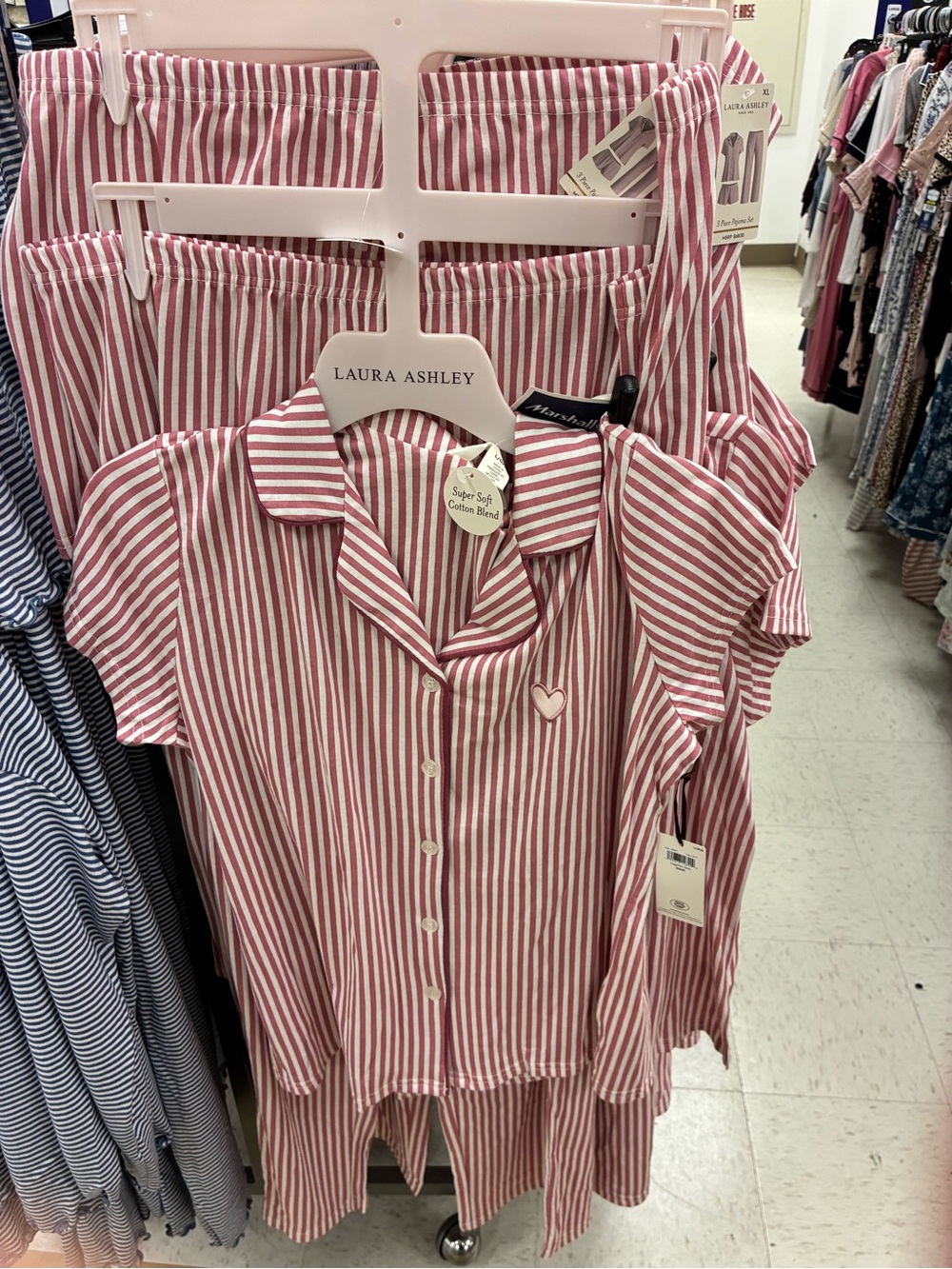 Laura Ashley Woman’s Red & White Stripe Short-Sleeve Shirt and pant set